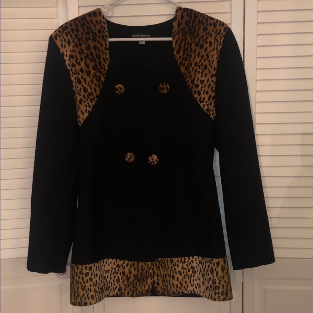 Vintage Chad Stevens leopard black blazer top The Nanny Costume Halloween